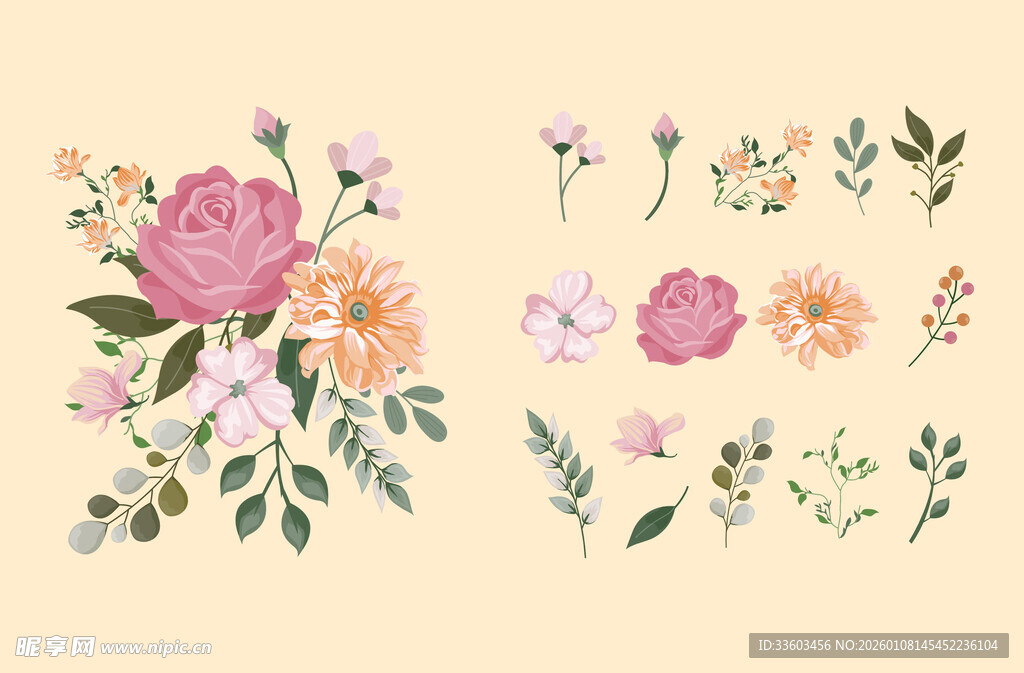 手绘花卉图案集合