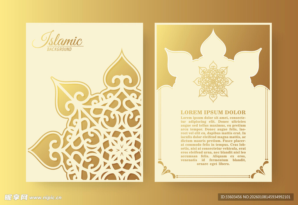 金色花纹贺卡模板设计