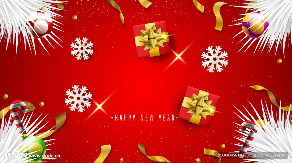 红色圣诞节日装饰背景