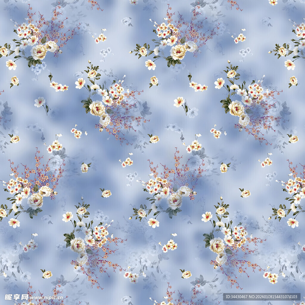 浅蓝色花卉图案背景