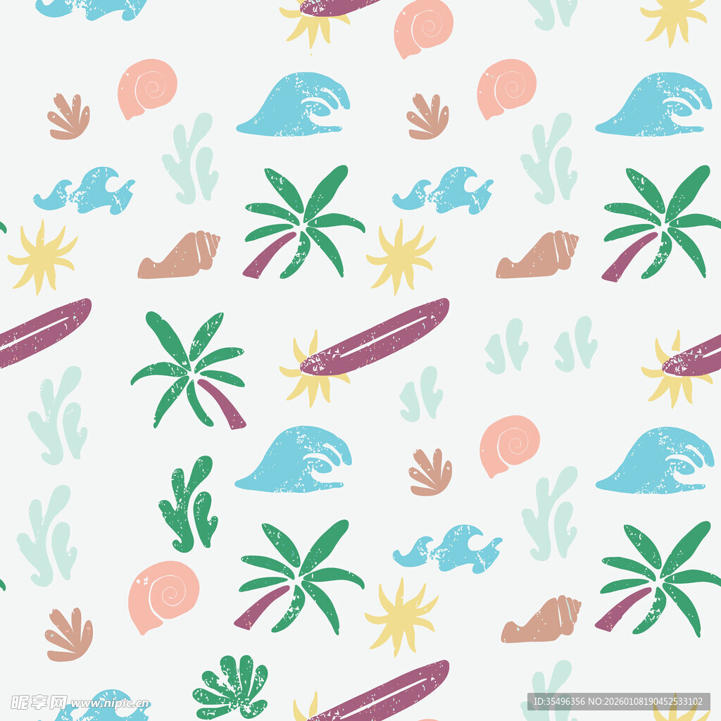海洋风热带植物图案背景