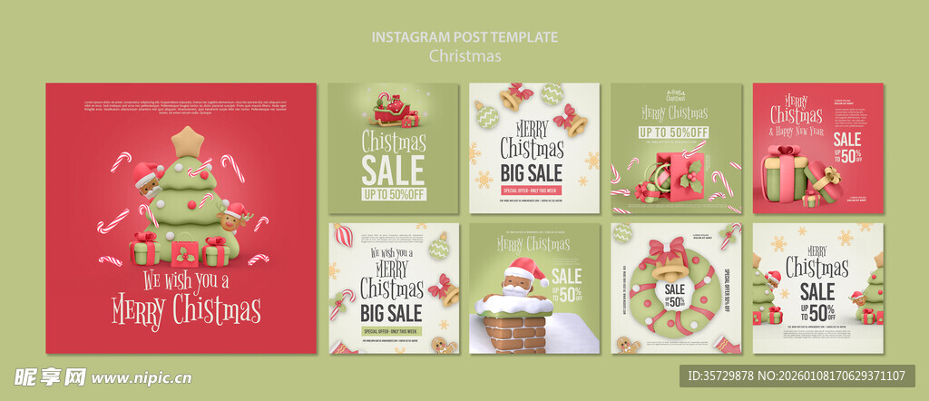 圣诞主题贺卡与装饰图案