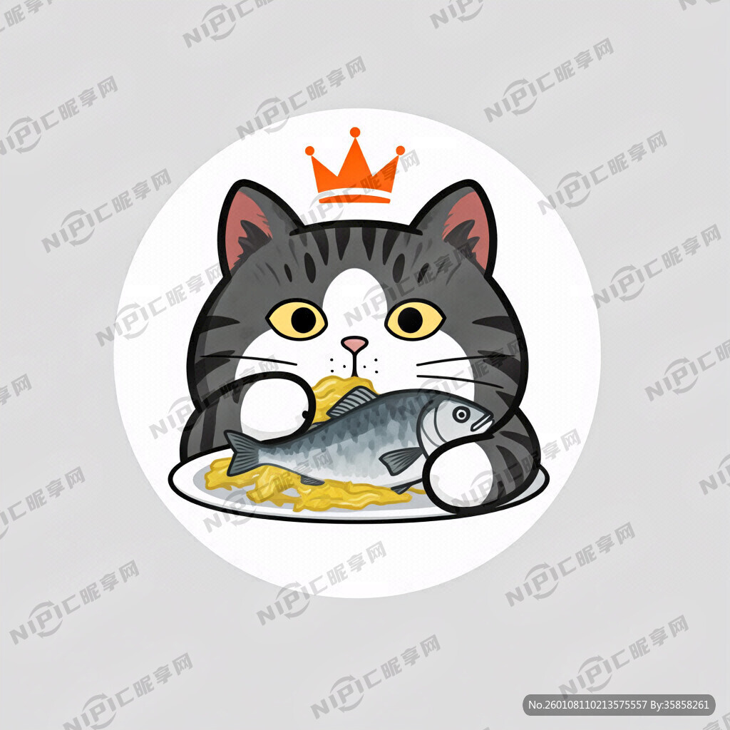 卡通大脸猫吃酸菜鱼LOGO图片