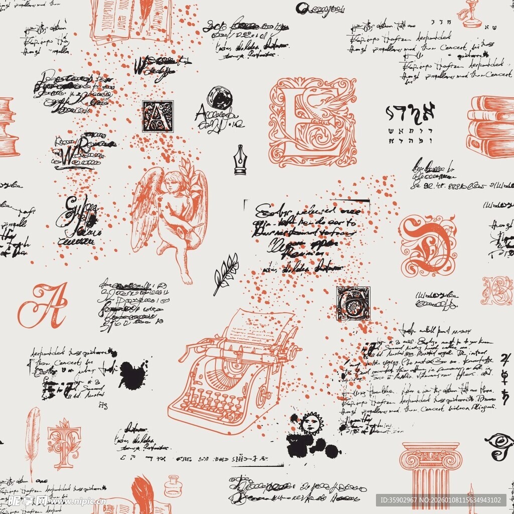 复古手账风图案素材