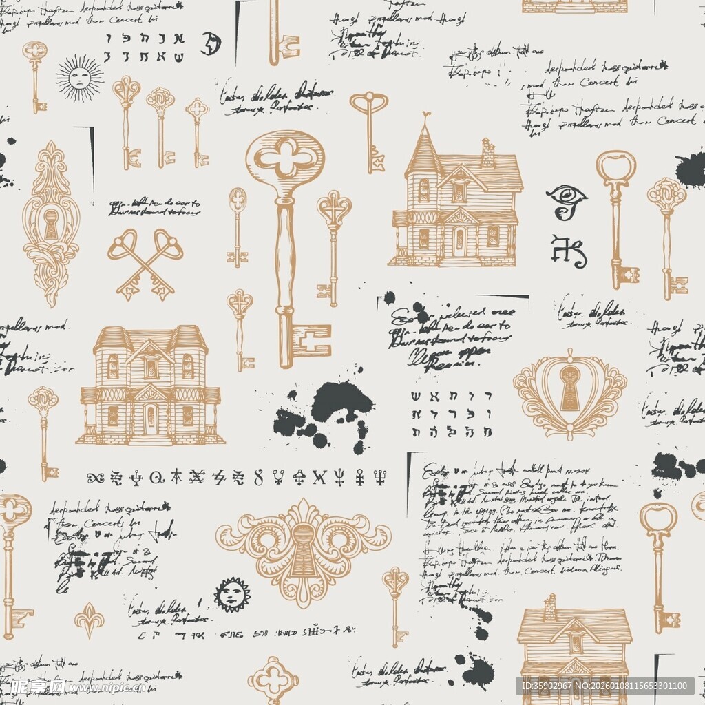 复古钥匙图案设计素材