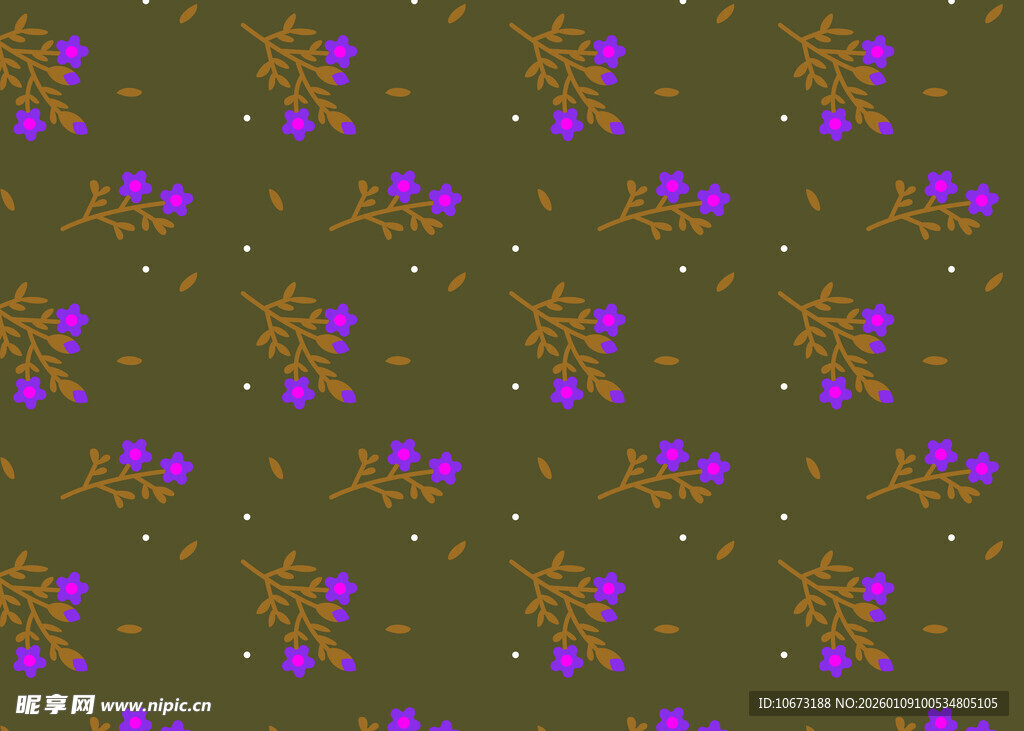 紫色花朵与棕色图案背景