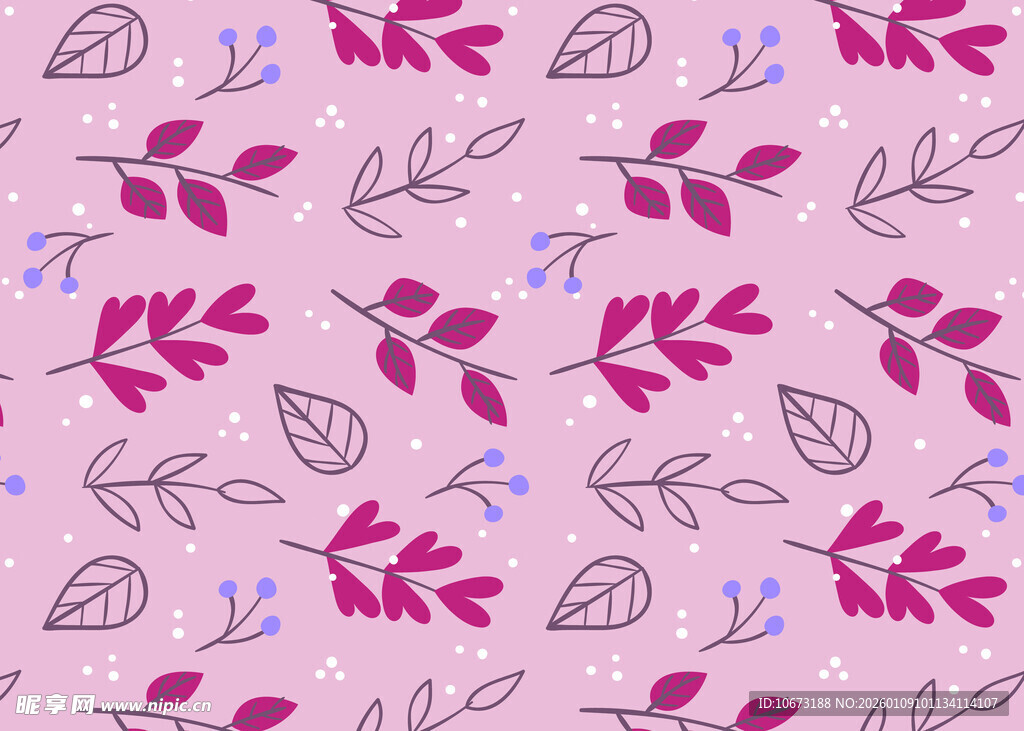 粉色花卉叶子图案背景