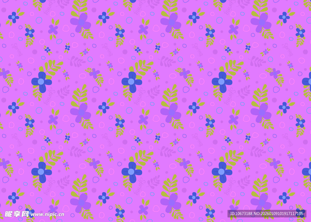紫色花卉图案无缝背景