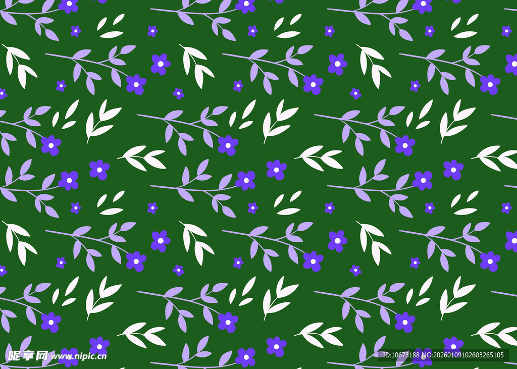 绿色底花卉枝叶图案纹理
