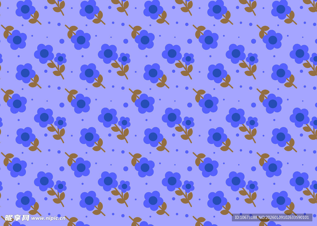 紫色背景蓝色花朵图案