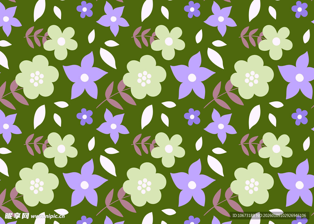 清新花卉无缝图案背景