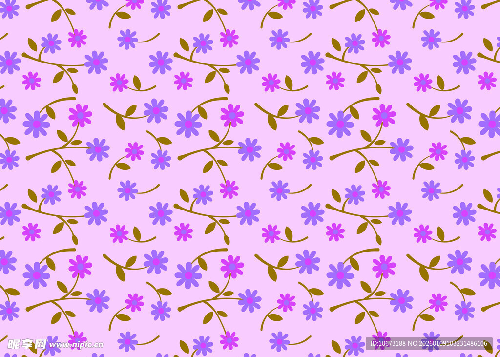 粉色底紫色小花无缝图案