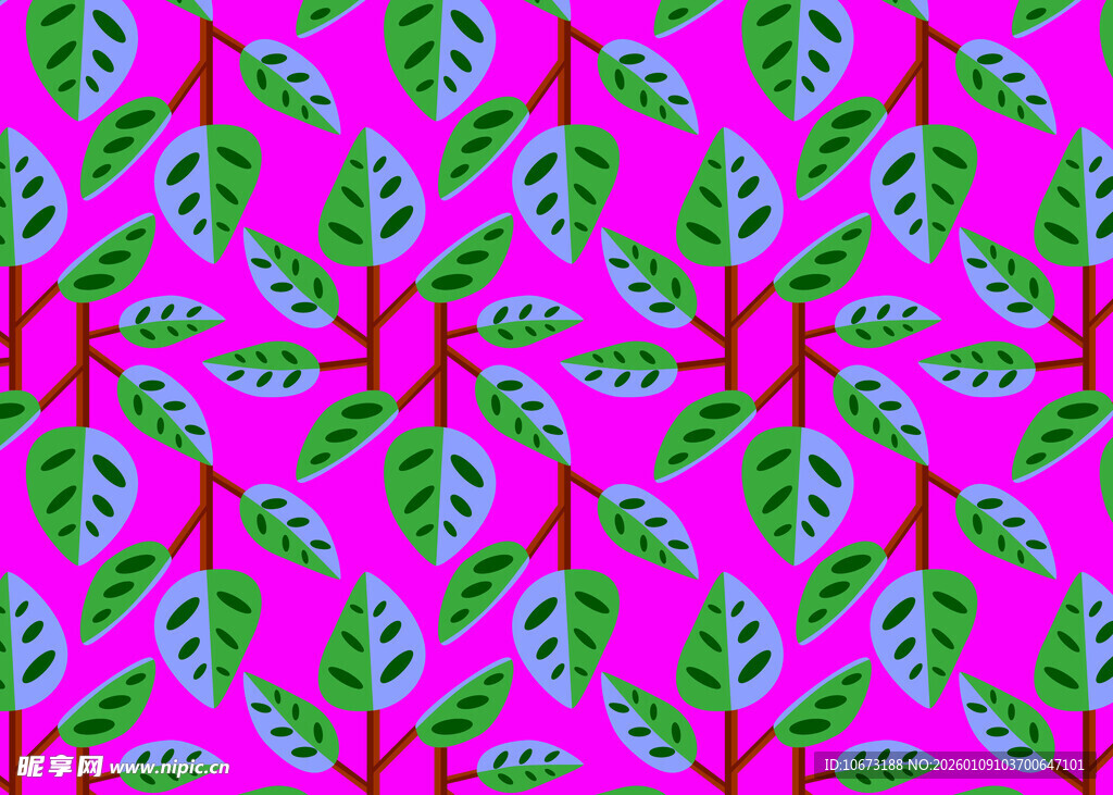 粉色背景绿叶图案纹理