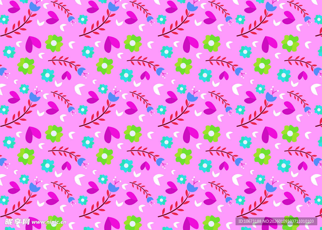 粉色多彩卡通图案背景