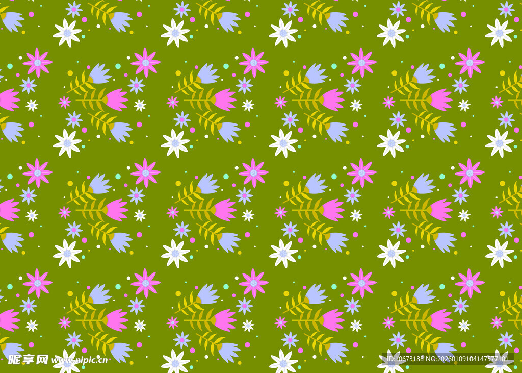 清新碎花绿色背景图案