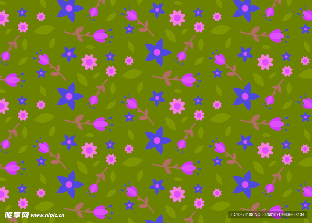 多彩小花平铺图案背景