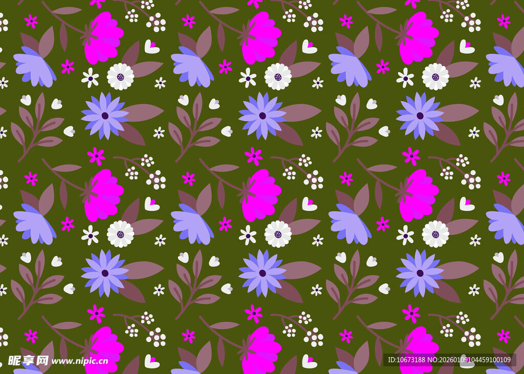 花卉图案的多彩织物纹理