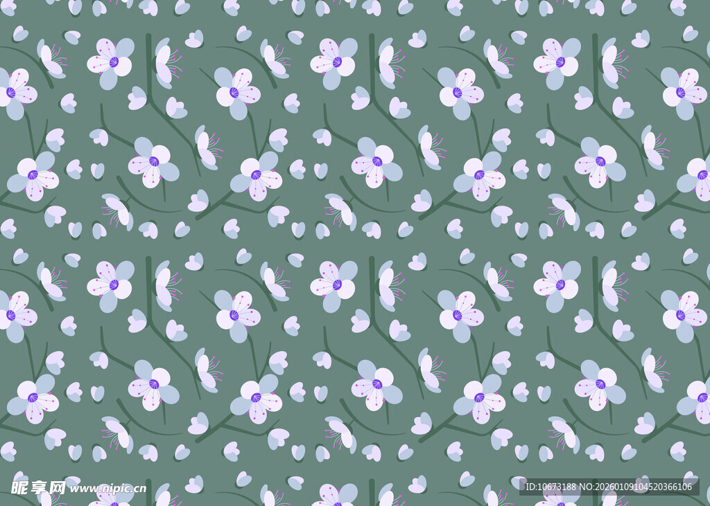 绿色底小碎花图案背景