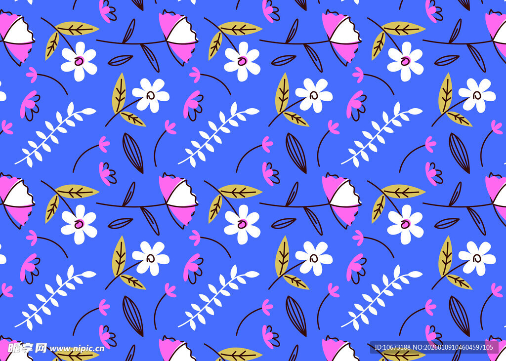 蓝色花卉几何图案背景