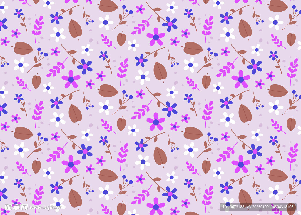 多彩花卉坚果图案背景