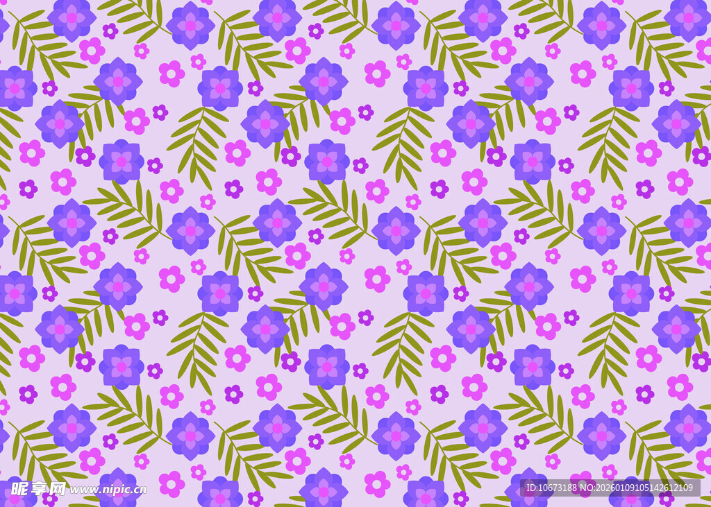 粉色底紫色花卉图案背景