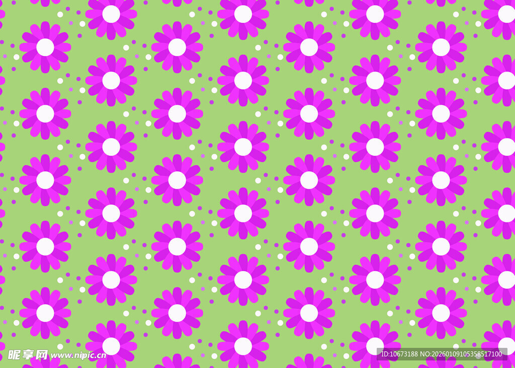 绿色底紫色花朵图案背景