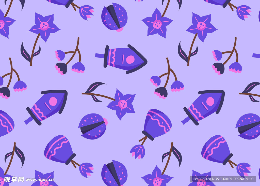 紫色梦幻火箭星星图案