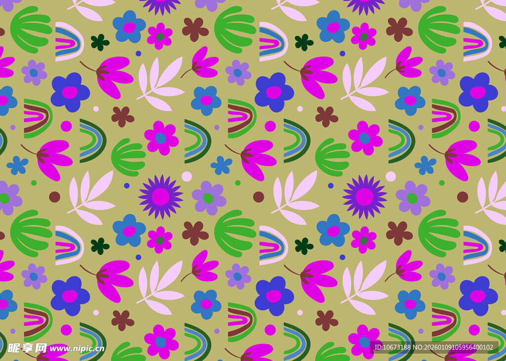 多彩花卉植物图案背景