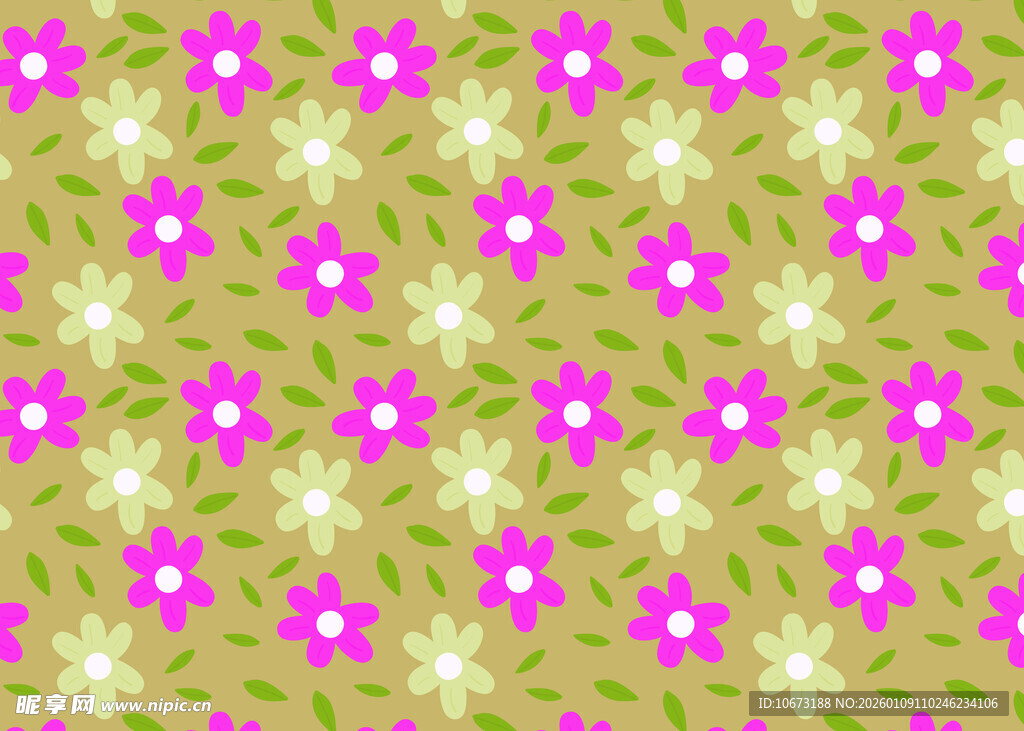 粉色小花绿叶图案背景