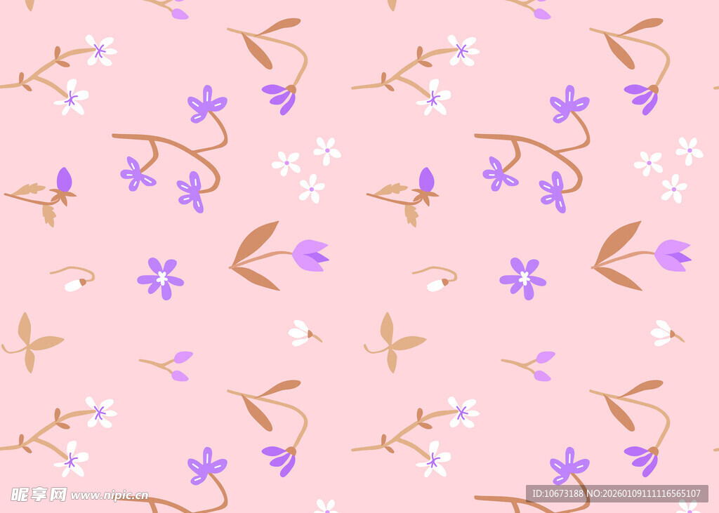 粉色花卉无缝图案背景