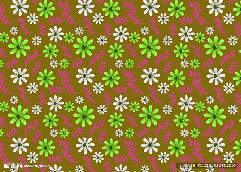 红绿花卉图案背景纹理