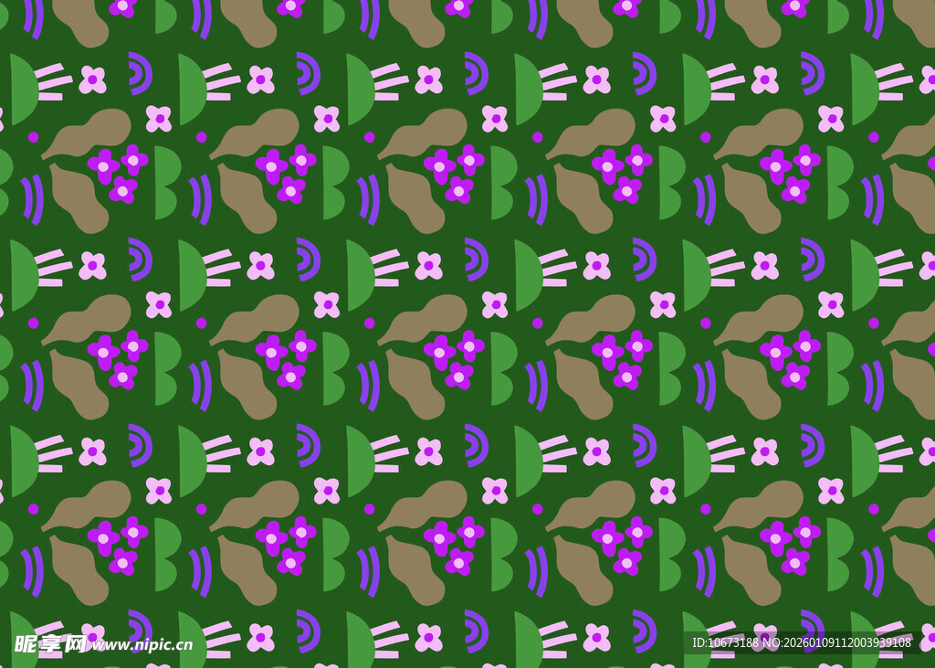 葡萄主题几何植物图案