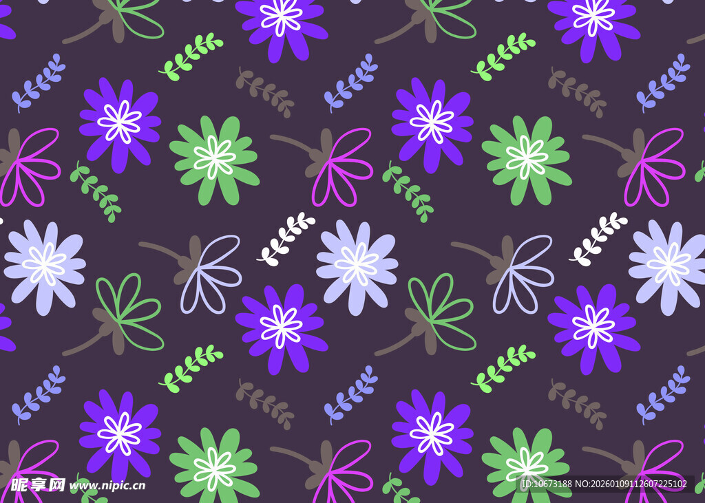 多彩花卉图案背景纹理