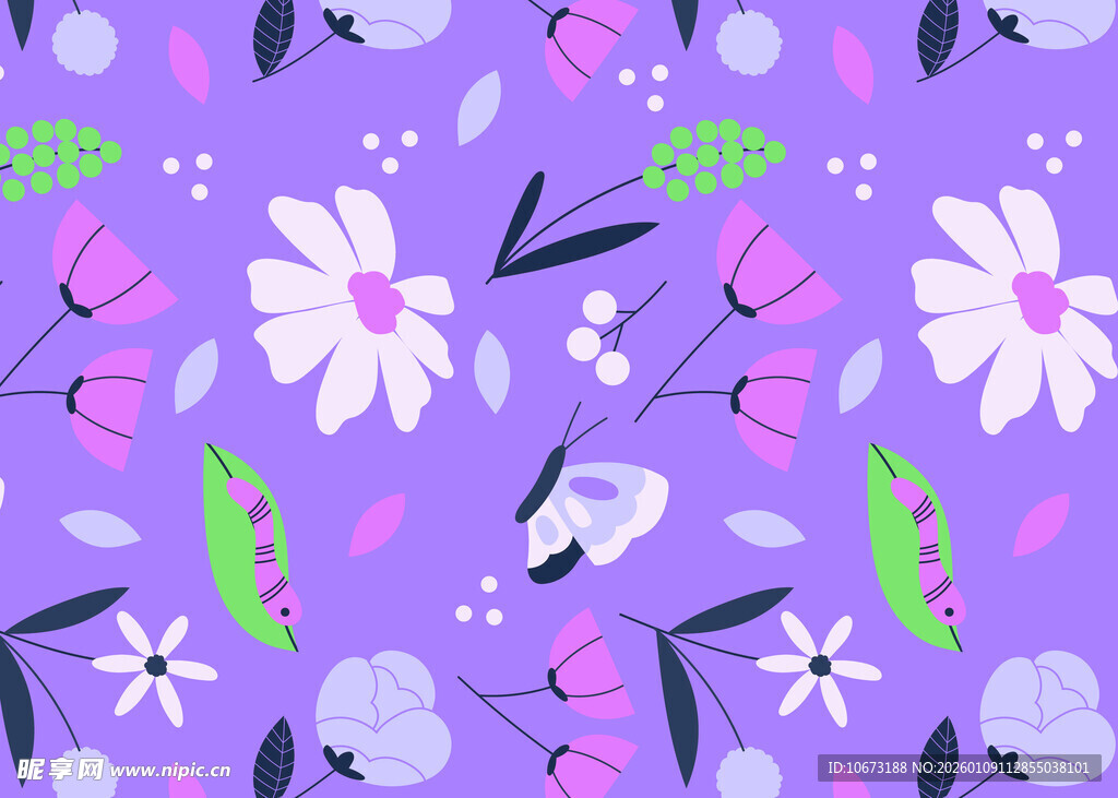 紫色花卉图案背景设计图