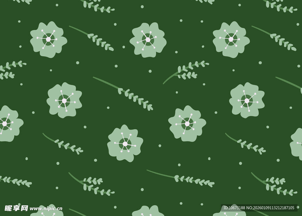 绿色花卉图案背景纹理
