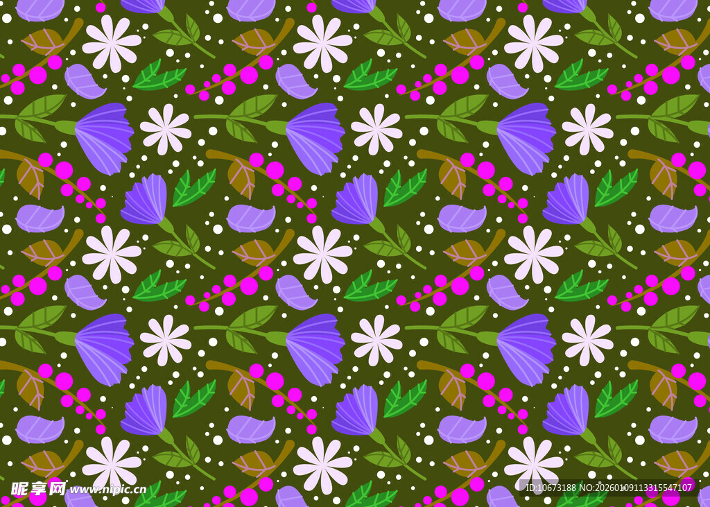 花卉浆果图案背景纹理