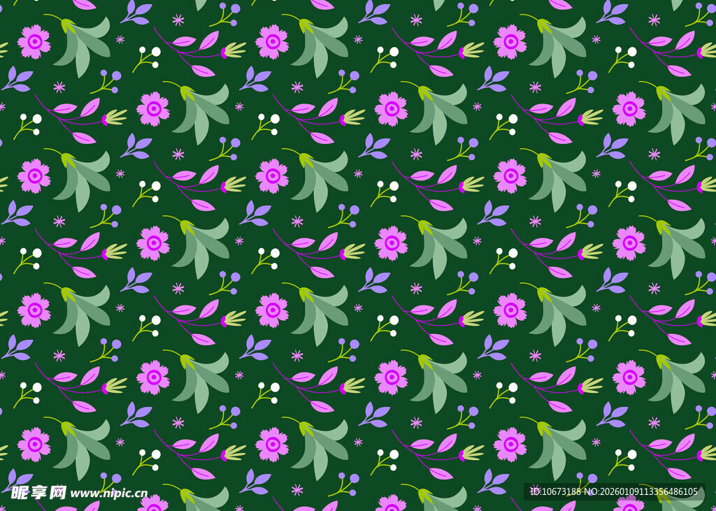 绿色花卉图案无缝背景