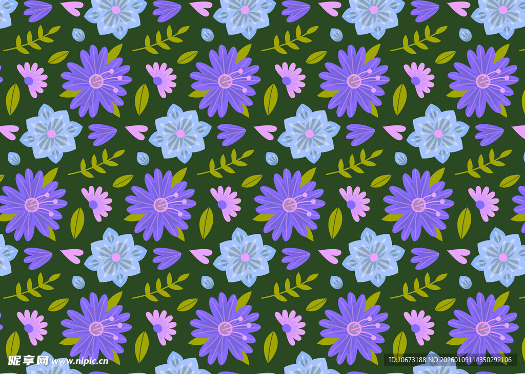 紫色花卉无缝图案背景