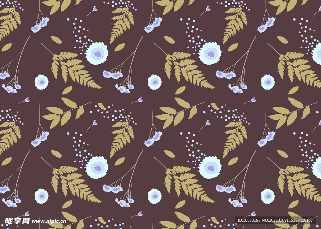 深棕底色植物图案纹理