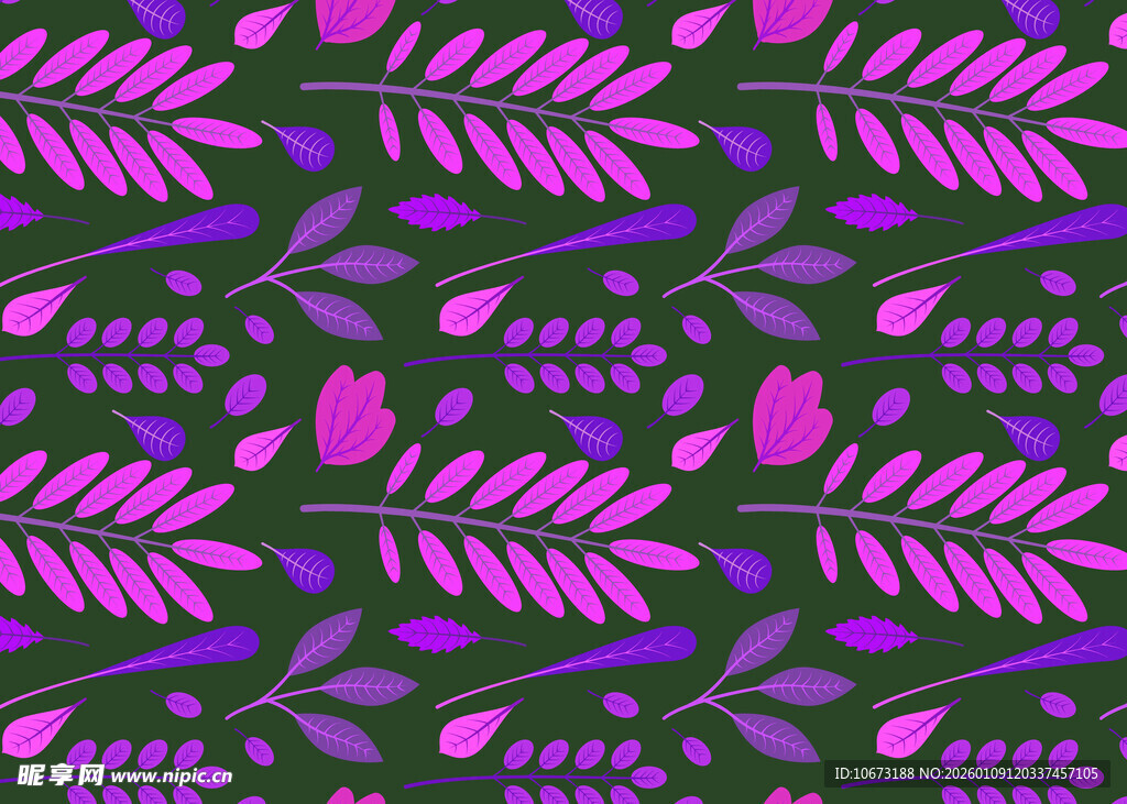 紫色系植物图案无缝背景