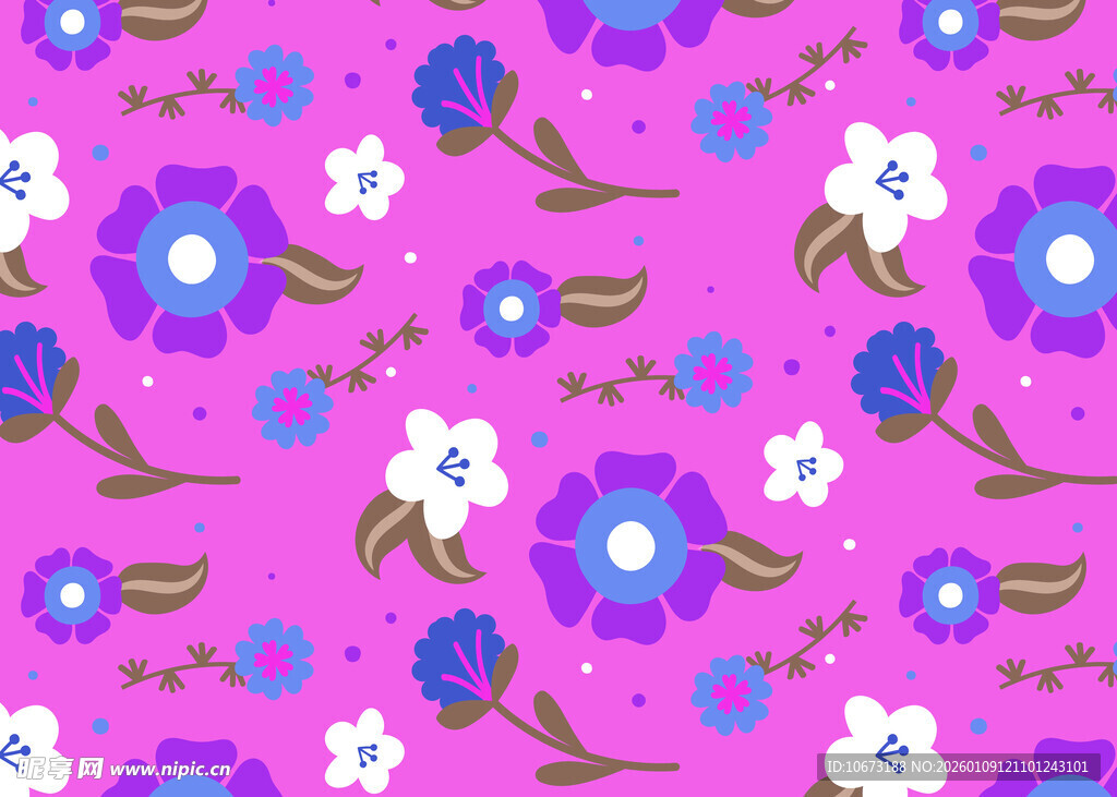 粉色底花朵图案无缝背景