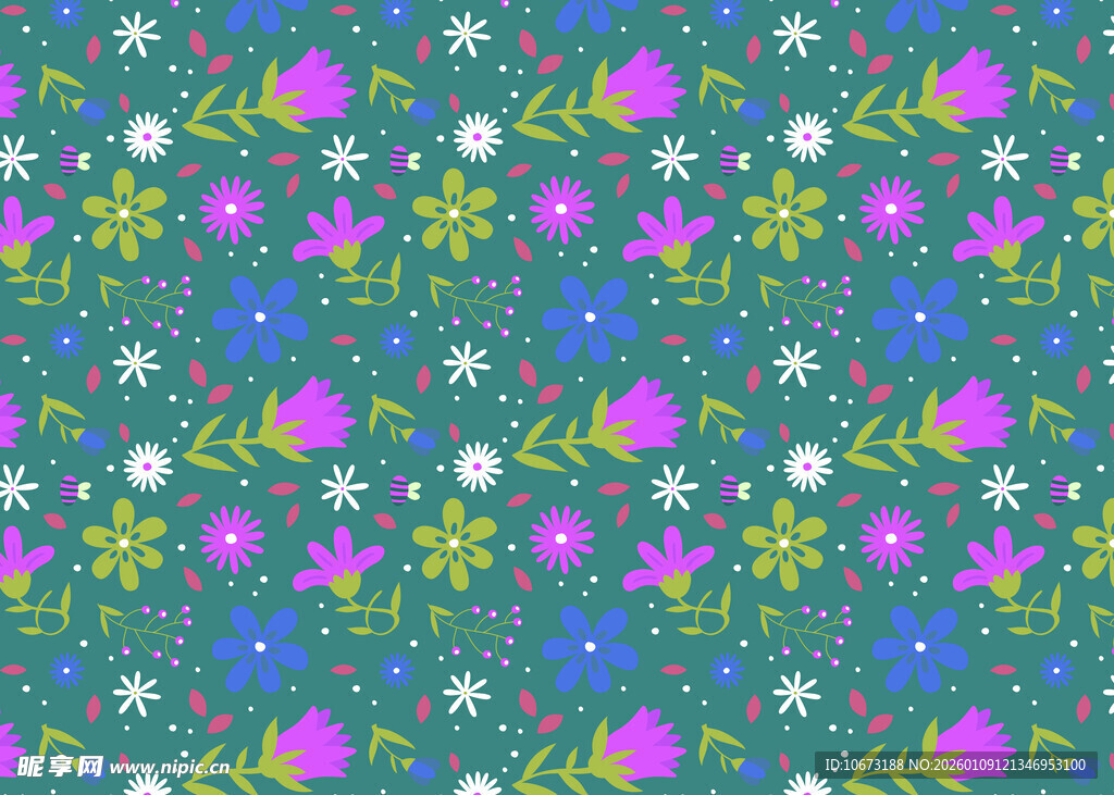 多彩花卉图案背景纹理