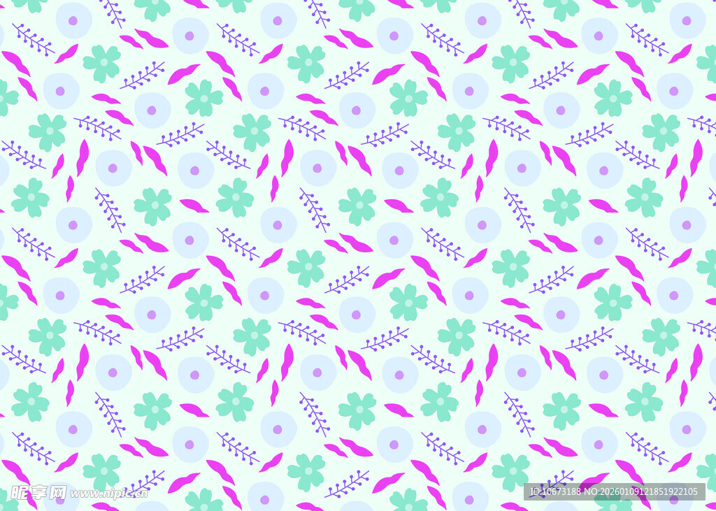 清新多彩花卉图案背景