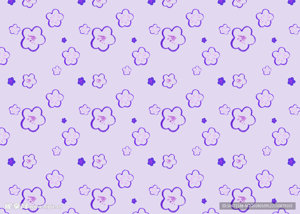 紫色卡通图案无缝背景图