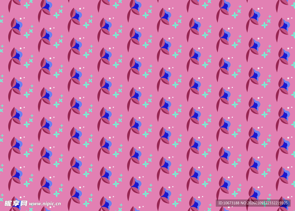 粉色背景蓝花图案纹理