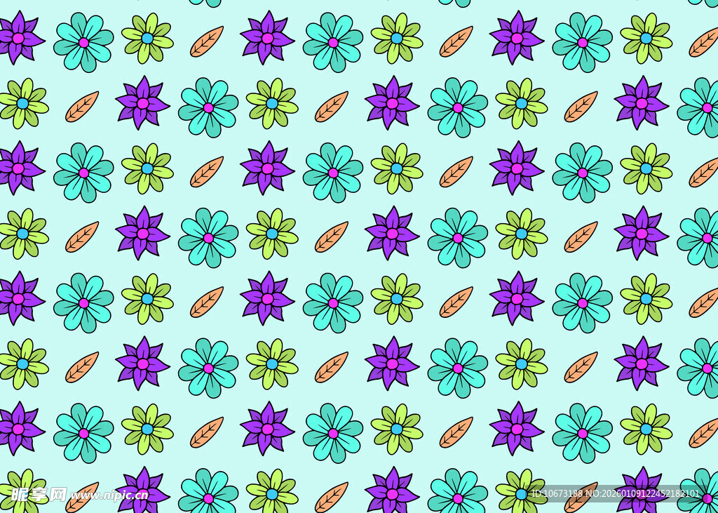 多彩花卉几何图案背景