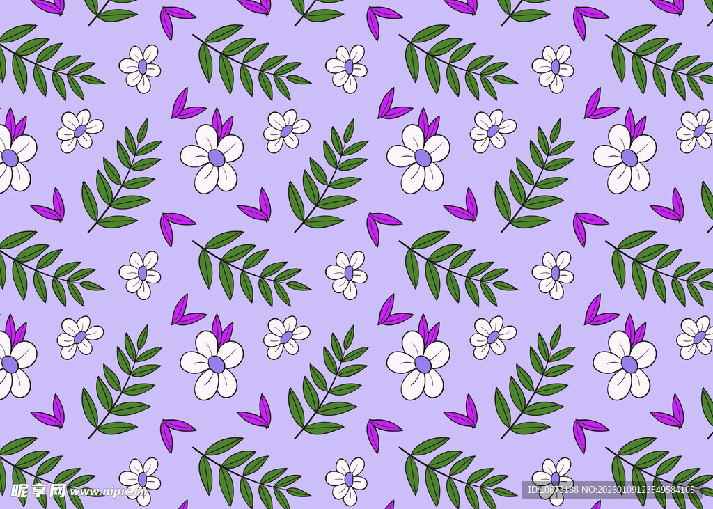 紫色花卉植物图案背景