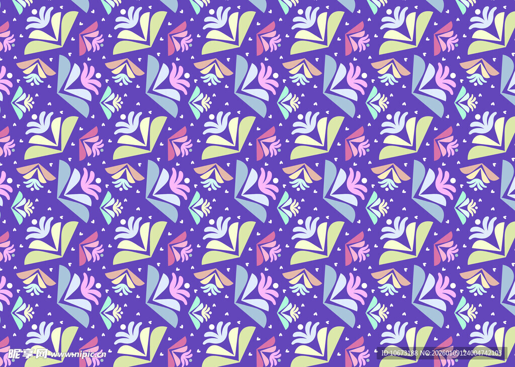 紫色花卉几何图案背景