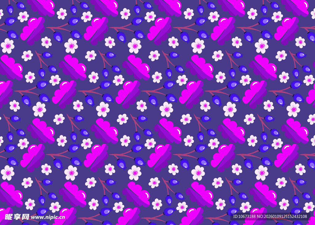 紫色花卉几何图案背景