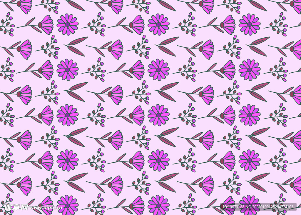 紫色花卉几何图案背景